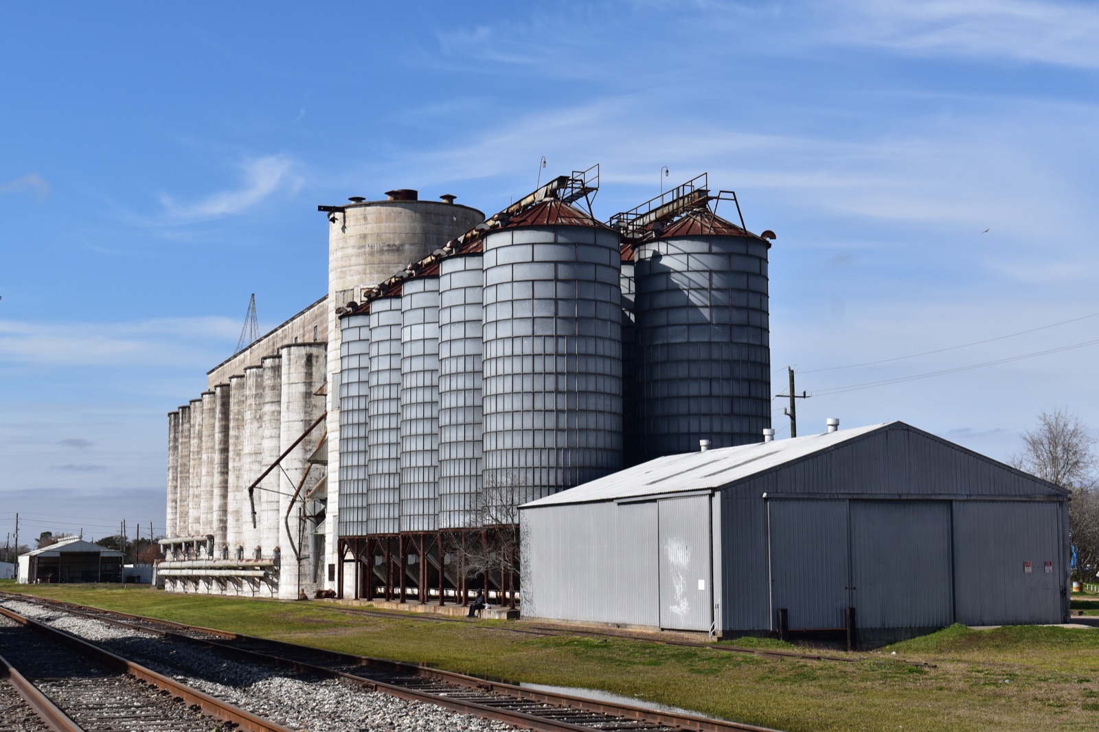 Grain silos in Katy, Texas, west of Houston along the I-10 corridor